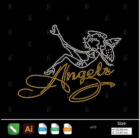 Fairy Angels Script Rhinestone – Premium Rhinestone Design by Rhinestone1
