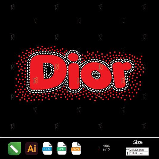 Dior Text Rhinestone Design – Premium Rhinestone Design by Rhinestone1