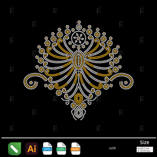 Royal Fan Rhinestone Ornament – Premium Rhinestone Design by Rhinestone1