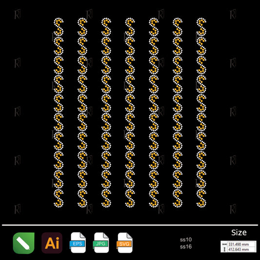 Curved Wave Border Rhinestone – Premium Rhinestone Design by Rhinestone1