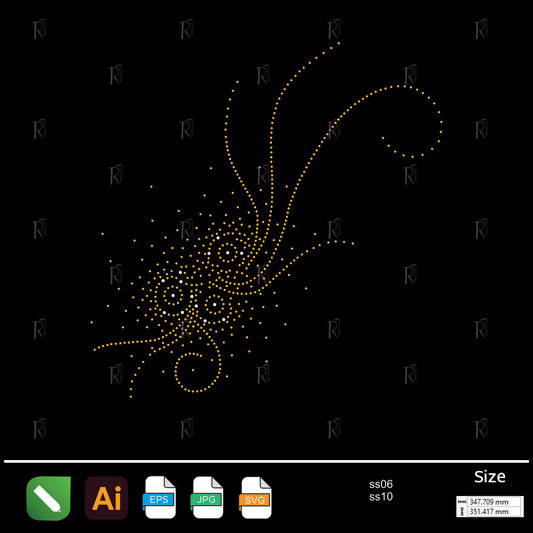 Golden Spiral Burst Rhinestone Art – Premium Rhinestone Design by Rhinestone1