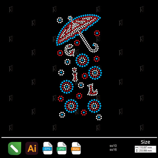 Girl Umbrella Rhinestone – Premium Rhinestone Design by Rhinestone1