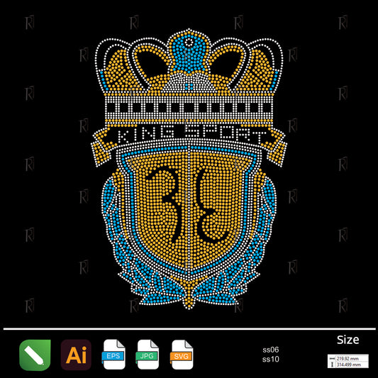 King Sport Crown Rhinestone Emblem – Premium Rhinestone Design by Rhinestone1