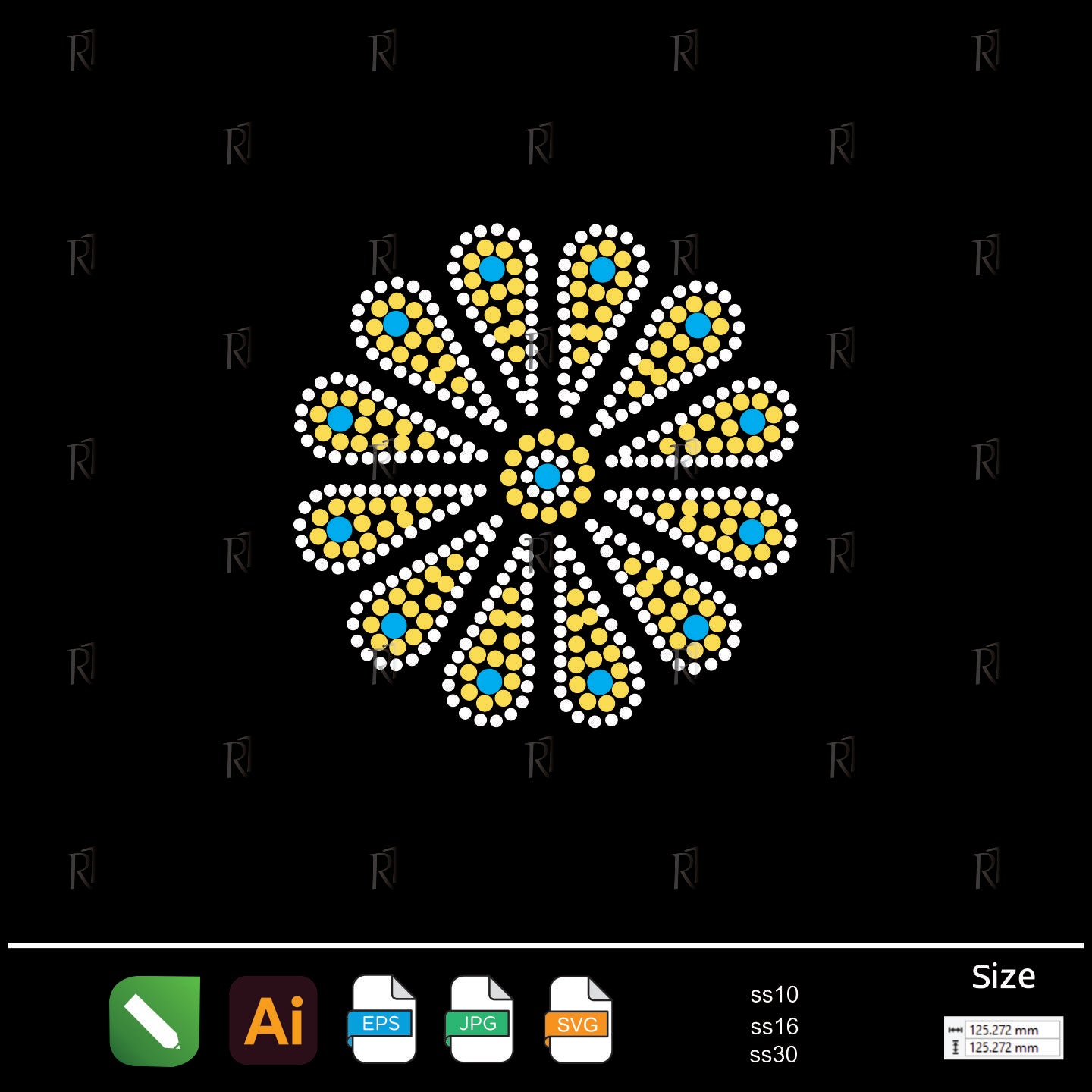 Golden Petal Bloom Rhinestone – Premium Rhinestone Design by Rhinestone1