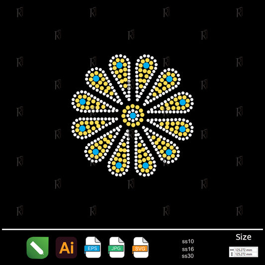 Golden Petal Bloom Rhinestone – Premium Rhinestone Design by Rhinestone1