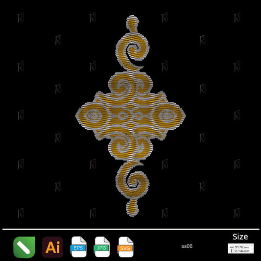 Golden Ornamental Swirl Rhinestone – Premium Rhinestone Design by Rhinestone1