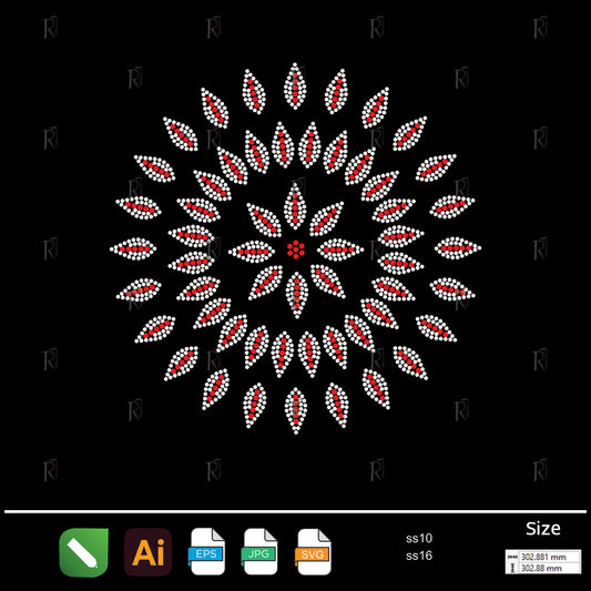 Crimson Radiance Bloom Rhinestone – Premium Rhinestone Design by Rhinestone1