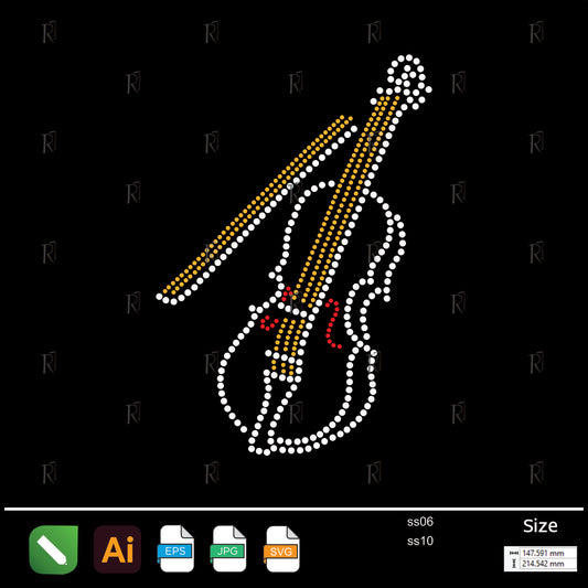 Elegant Violin Notes Rhinestone – Premium Rhinestone Design by Rhinestone1