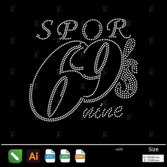 Sport 69 Nine Script Rhinestone – Premium Rhinestone Design by Rhinestone1
