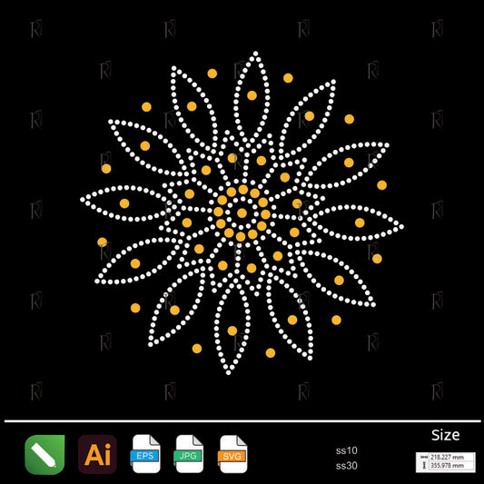 Radiant Geometric Flower Rhinestone – Premium Rhinestone Design by Rhinestone1