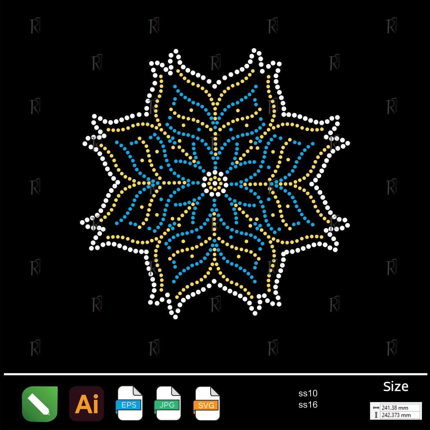 Golden Blue Petal Star Rhinestone – Premium Rhinestone Design by Rhinestone1