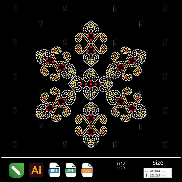 Vintage Blossom Rhinestone Medallion – Premium Rhinestone Design by Rhinestone1