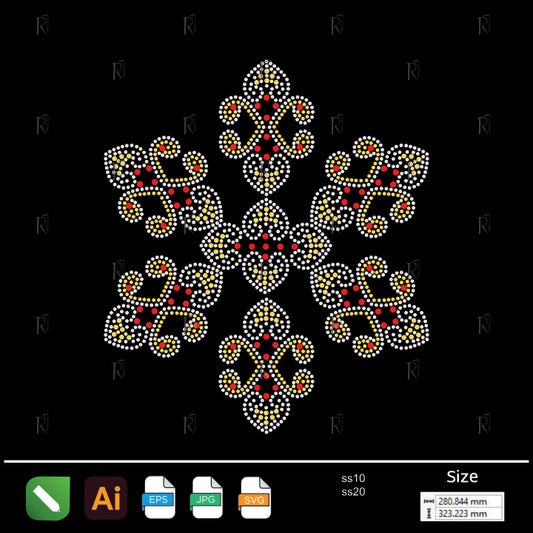 Vintage Blossom Rhinestone Medallion – Premium Rhinestone Design by Rhinestone1