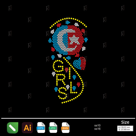 Girls Sport Emblem Rhinestone – Premium Rhinestone Design by Rhinestone1