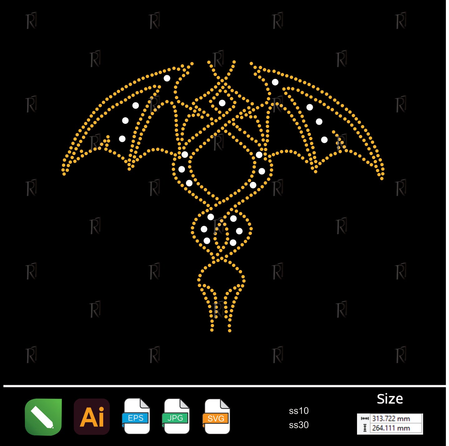 Dragon Wing Emblem Rhinestone – Premium Rhinestone Design by Rhinestone1