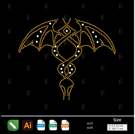 Dragon Wing Emblem Rhinestone – Premium Rhinestone Design by Rhinestone1