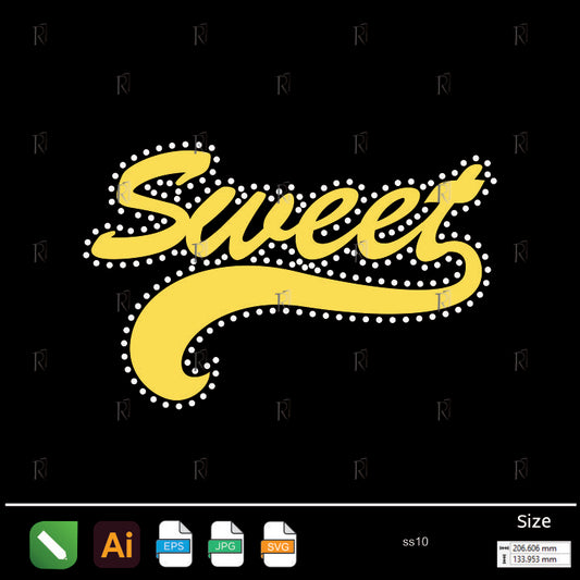 Sweet Text Rhinestone – Premium Rhinestone Design by Rhinestone1