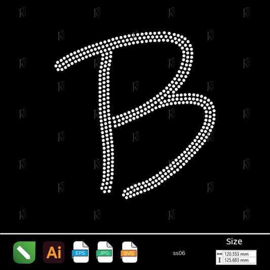 Rhinestone Letter B Script – Premium Rhinestone Design by Rhinestone1
