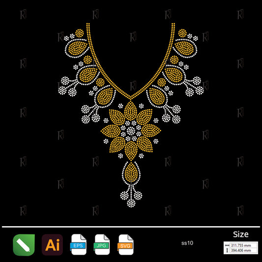 Golden Petal Necklace Rhinestone – Premium Rhinestone Design by Rhinestone1