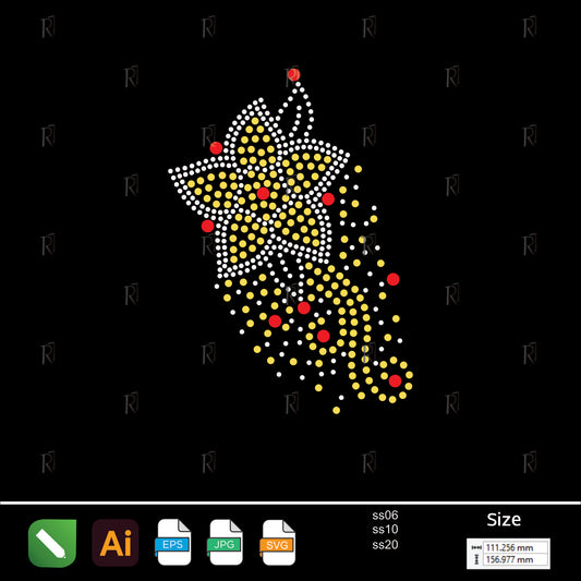 Golden Bloom Cascade – Premium Rhinestone Design by Rhinestone1