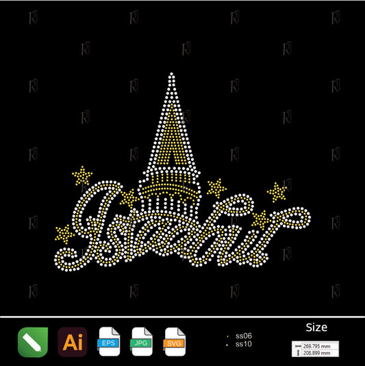 Istanbul Tower & Stars Rhinestone Design – Premium Rhinestone Design by Rhinestone1