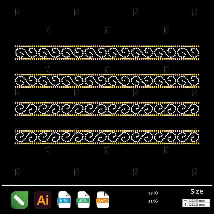 Wave Border Rhinestone – Premium Rhinestone Design by Rhinestone1
