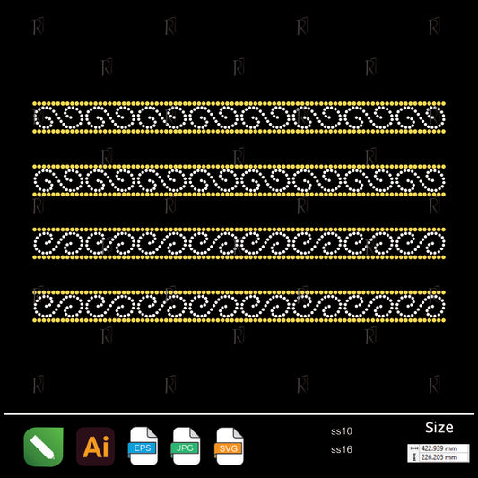 Wave Border Rhinestone – Premium Rhinestone Design by Rhinestone1
