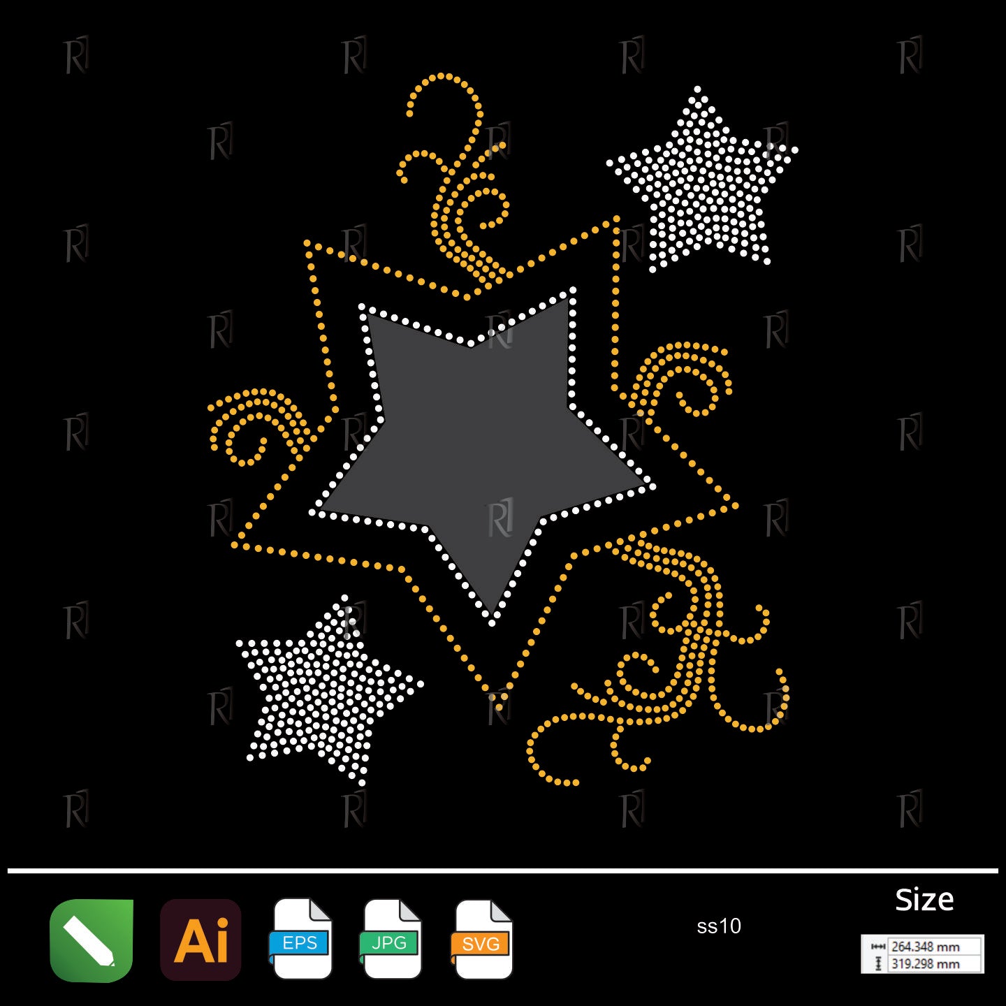Swirly Star Cluster Rhinestone – Premium Rhinestone Design by Rhinestone1