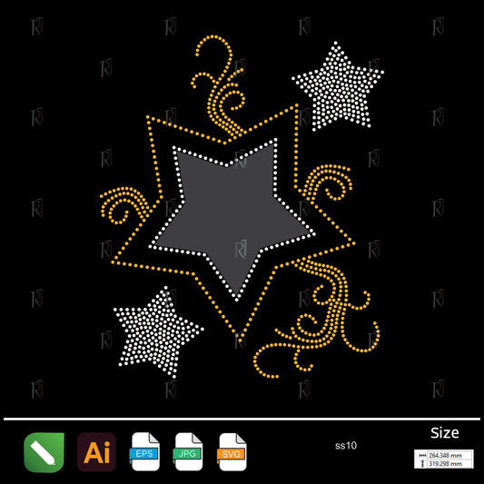 Swirly Star Cluster Rhinestone – Premium Rhinestone Design by Rhinestone1