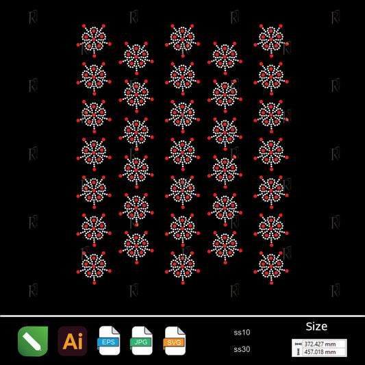Radiant Bloom Rhinestone Pattern – Premium Rhinestone Design by Rhinestone1
