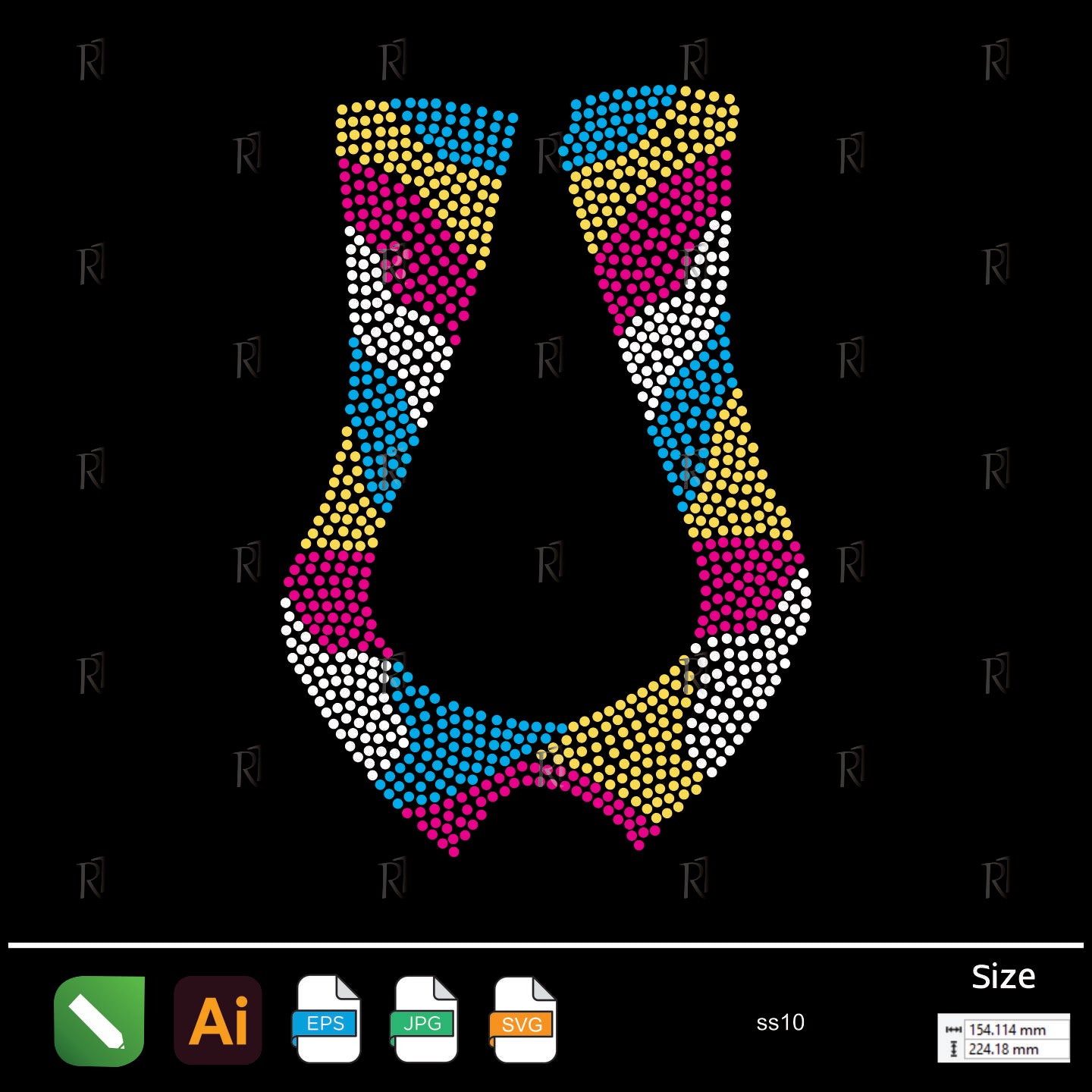 Wavy Colorblock Collar Rhinestone – Premium Rhinestone Design by Rhinestone1