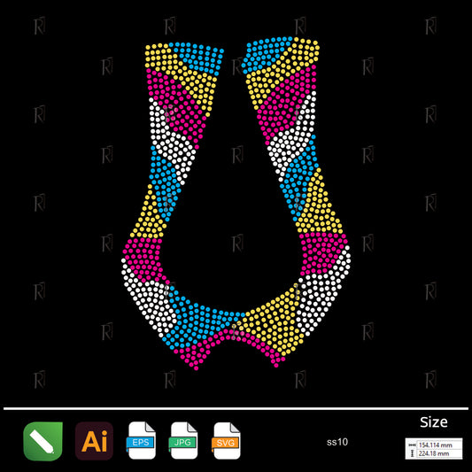 Wavy Colorblock Collar Rhinestone – Premium Rhinestone Design by Rhinestone1
