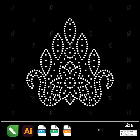 Vintage Floral Emblem Rhinestone – Premium Rhinestone Design by Rhinestone1