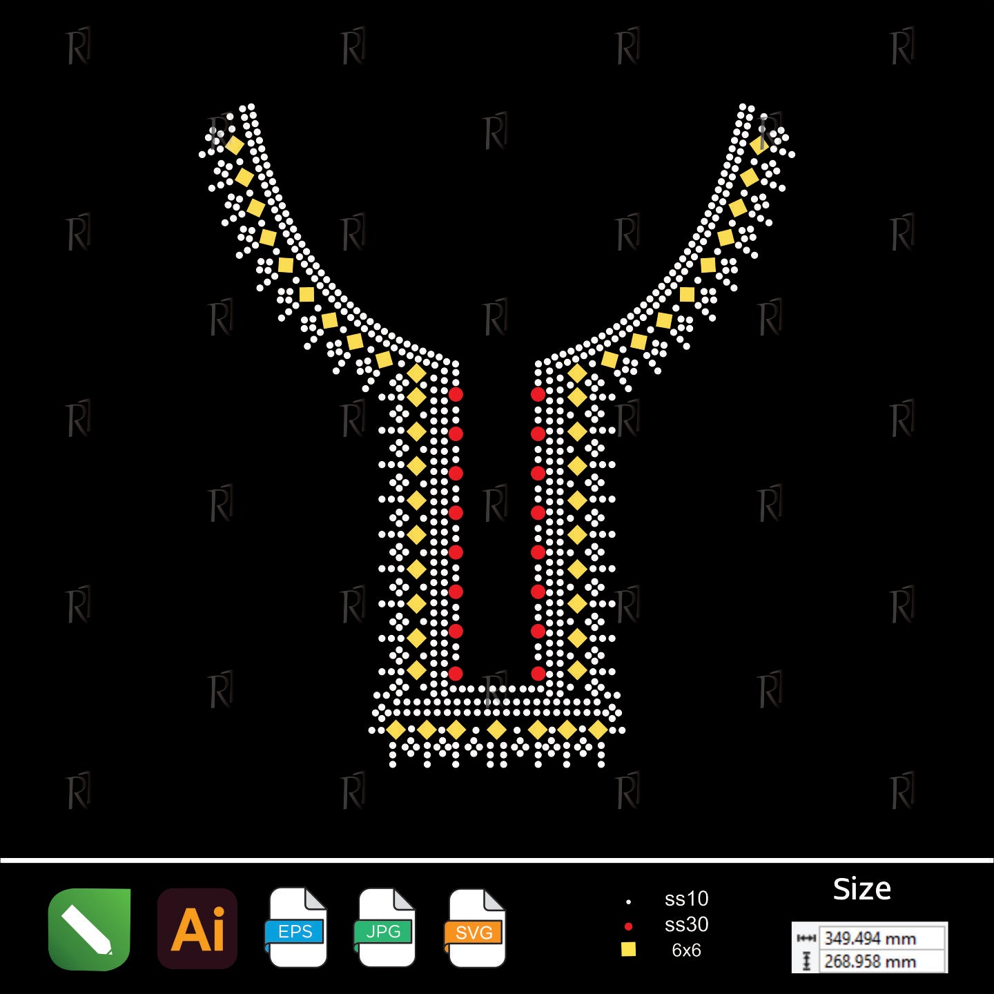 Ethnic Rhinestone Neckline – Premium Rhinestone Design by Rhinestone1