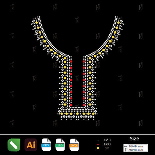 Ethnic Rhinestone Neckline – Premium Rhinestone Design by Rhinestone1