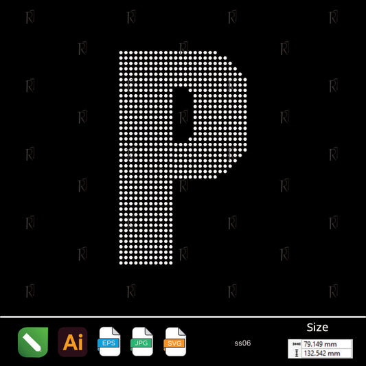 Rhinestone Letter P Bold – Premium Rhinestone Design by Rhinestone1