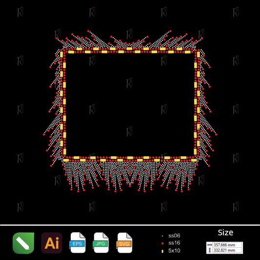 Fringe Border Frame Rhinestone Design – Premium Rhinestone Design by Rhinestone1