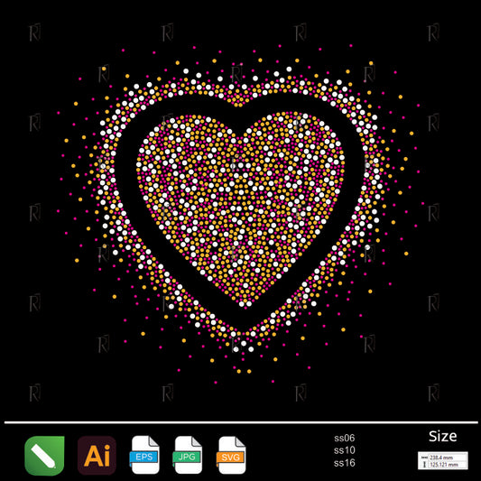 Colorful Sparkling Heart Rhinestone1 – Premium Rhinestone Design by Rhinestone1