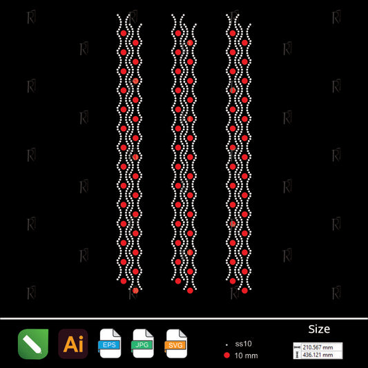 Wavy Dotted Line Rhinestone Repeat Pattern – Premium Rhinestone Design by Rhinestone1