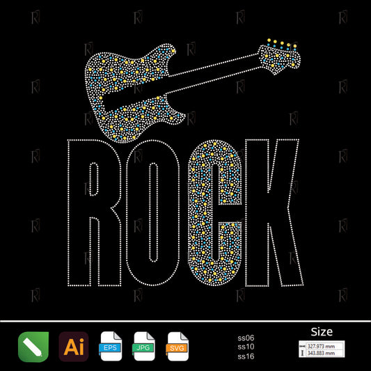Guitar Rock Rhinestone – Premium Rhinestone Design by Rhinestone1