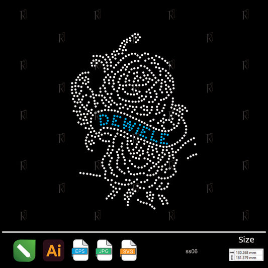 Deville Rose Tattoo Rhinestone – Premium Rhinestone Design by Rhinestone1