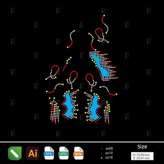 Festive Streamers Rhinestone Design – Premium Rhinestone Design by Rhinestone1
