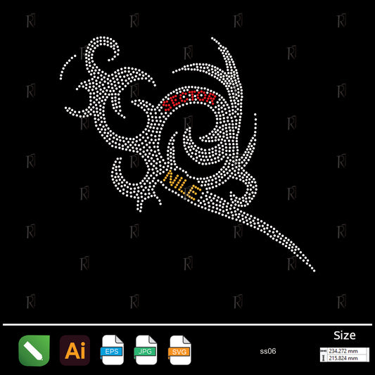 Sector Nile Abstract Rhinestone – Premium Rhinestone Design by Rhinestone1