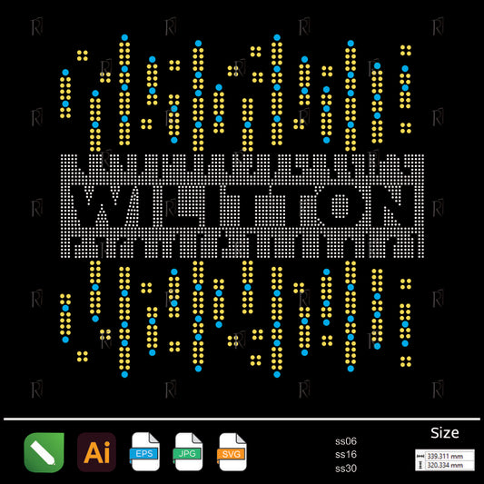 Wiliton Matrix Text Rhinestone – Premium Rhinestone Design by Rhinestone1