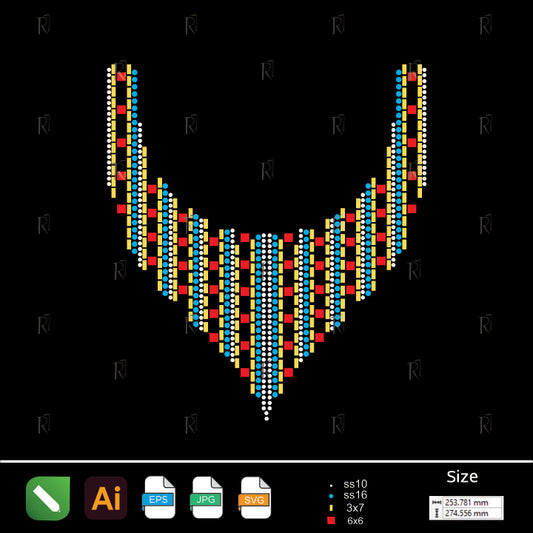 Colorful Linear Rhinestone Necklace – Premium Rhinestone Design by Rhinestone1