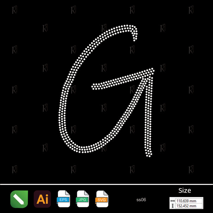 Rhinestone Letter G Script – Premium Rhinestone Design by Rhinestone1