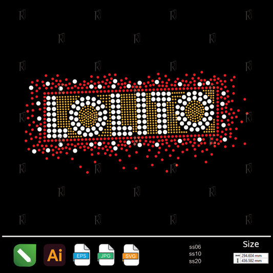 LOLITO Text Frame Rhinestone – Premium Rhinestone Design by Rhinestone1