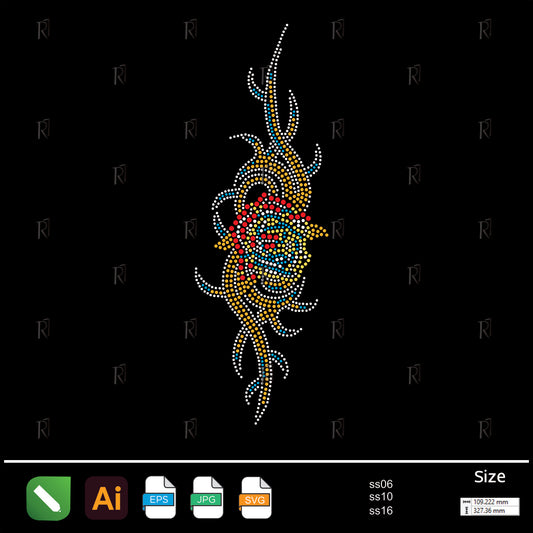 Flaming Rose Swirl Rhinestone Design – Premium Rhinestone Design by Rhinestone1