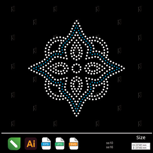 Blue Star Ornament Rhinestone – Premium Rhinestone Design by Rhinestone1