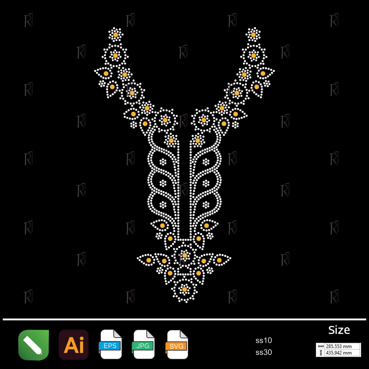 Floral Vine Collar Rhinestone – Premium Rhinestone Design by Rhinestone1